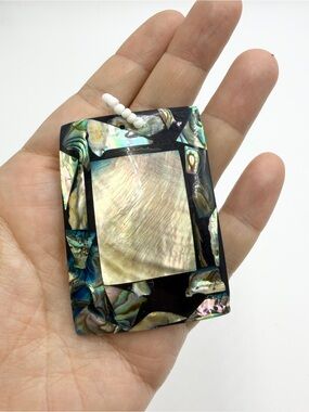 Natural Abalone Shell Mosaic Rectangle Pendant Mother of Pearl Jewelry